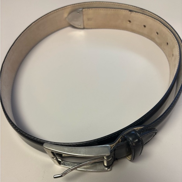 Msforza handmade in Italy men’s leather belt silvertone brass buckle BLACK 36 - Picture 1 of 7